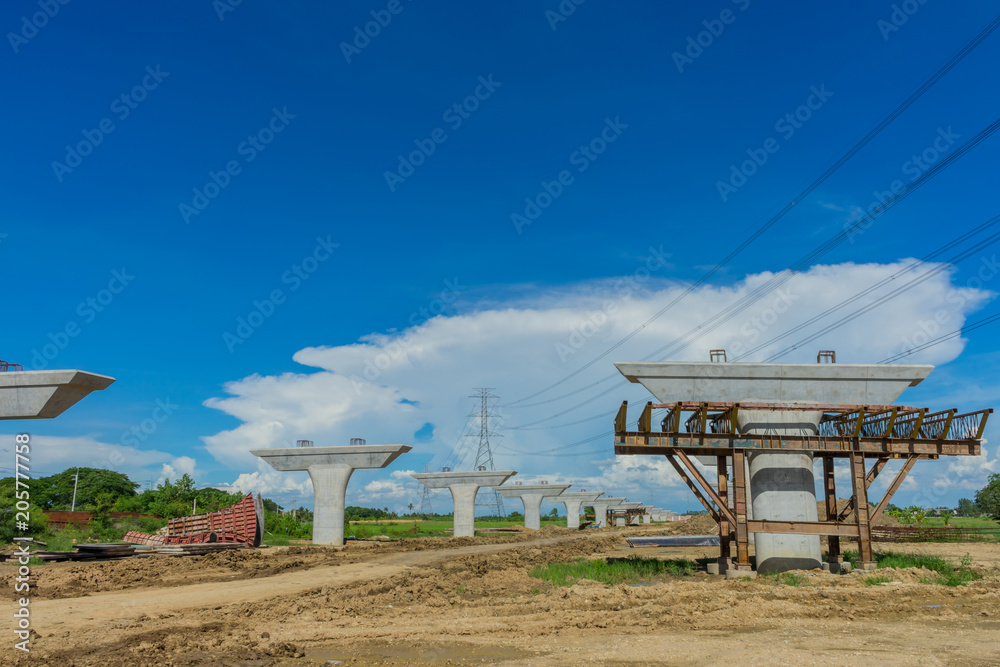 Overpass Construction for motorway Kanchanaburi Thailand Overpass Construction for motorway Kanchanaburi Thailand
