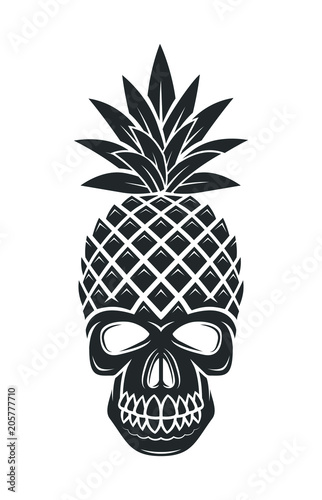 Pineapple skull illustration.