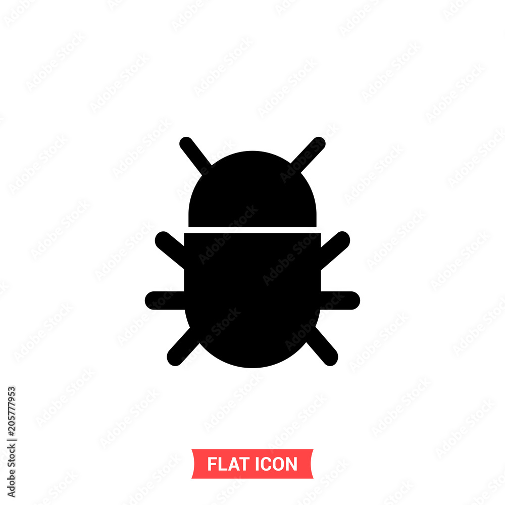 Bug vector icon, parasite symbol. Flat sign illustration for web or mobile app on white background Bug vector icon, parasite symbol. Flat sign illustration for web or mobile app on white background