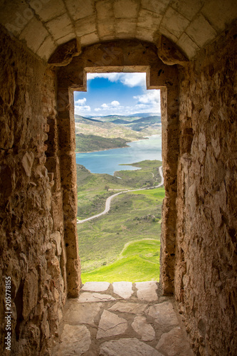 View of the valley from Zaharra's castle, Spain photo