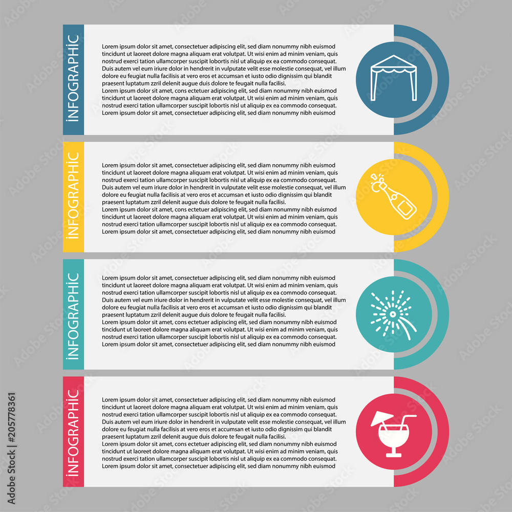 Birthday and party infographic with icon 4 step, for presentatio Birthday and party infographic with icon 4 step, for presentatio