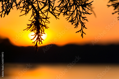Sunset over a lake