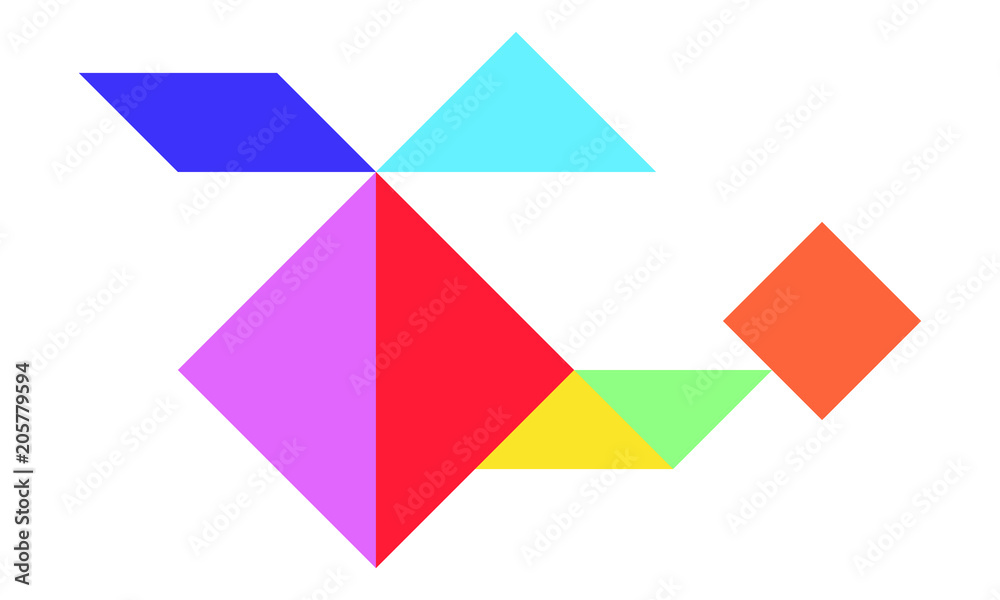 color tangram in helicopter shape on white background (Vector)