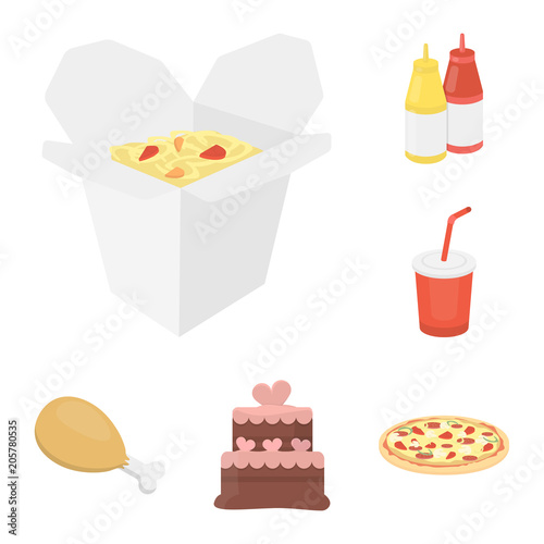 Fast food cartoon icons in set collection for design.Food from semi-finished products vector symbol stock web illustration.