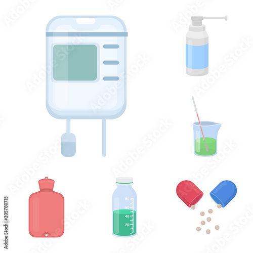 Medicine and treatment cartoon icons in set collection for design. Medicine and equipment vector symbol stock web illustration.