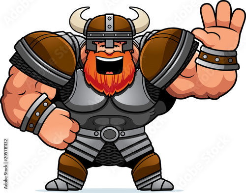 Cartoon Viking Waving