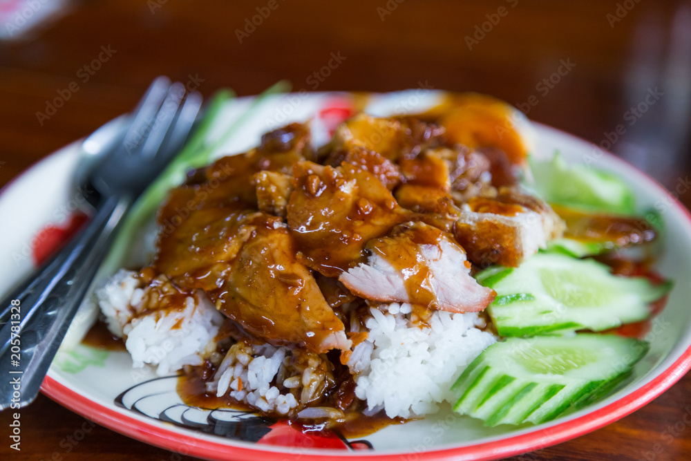 Red pork and Rice,Thai food Red pork and Rice,Thai food