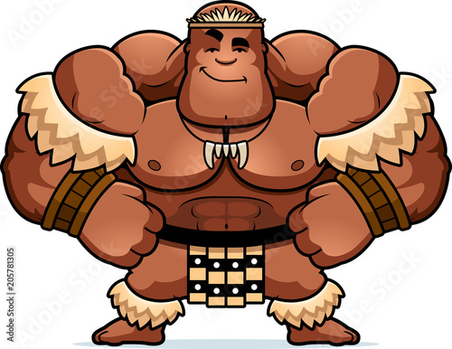 Cartoon Zulu Warrior Confident