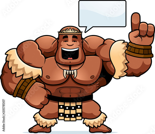Cartoon Zulu Warrior Talking