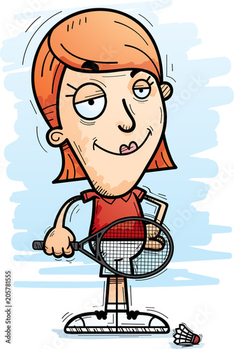 Confident Cartoon Badminton Player