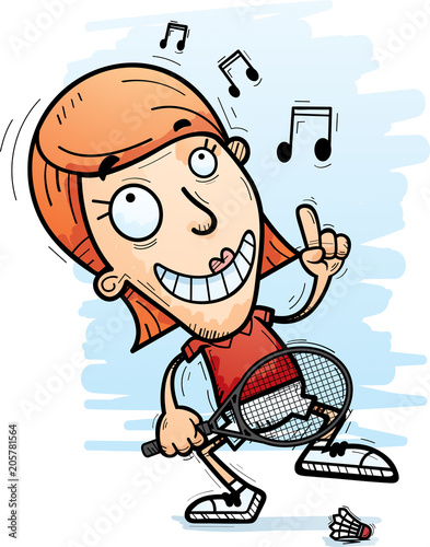 Cartoon Badminton Player Dancing