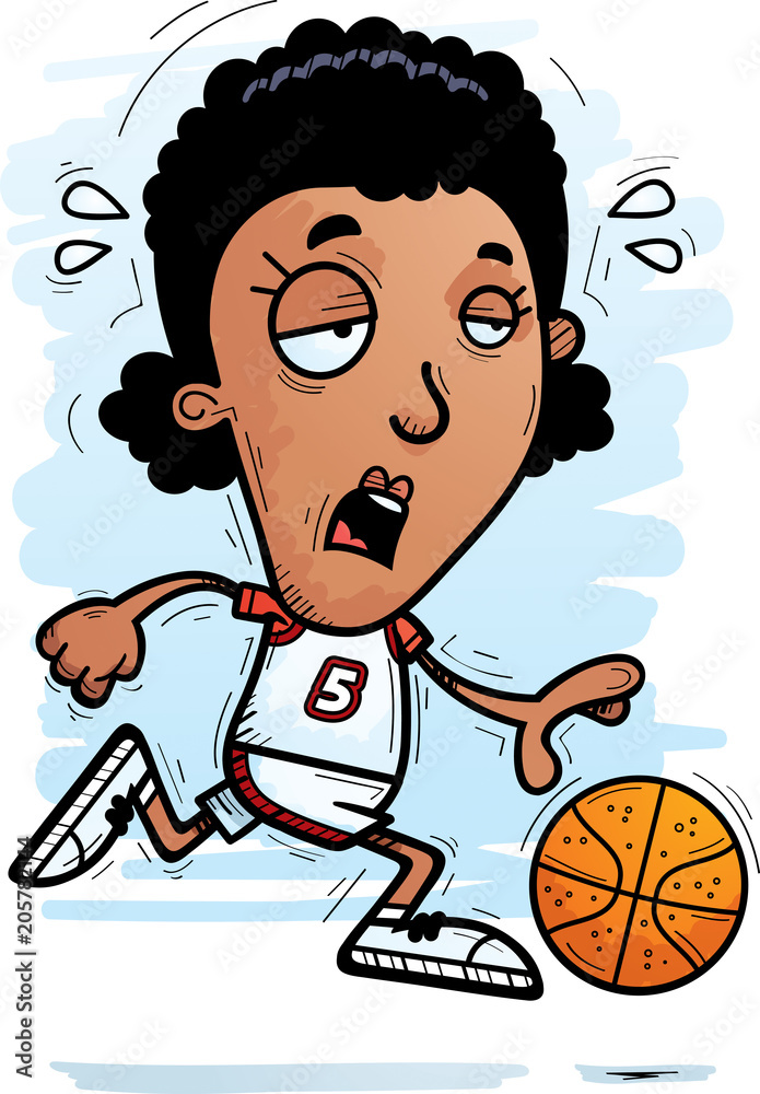 Exhausted Cartoon Black Basketball Player Exhausted Cartoon Black Basketball Player