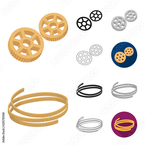 Types of pasta cartoon,black,flat,monochrome,outline icons in set collection for design. Figured macaroni for eating vector symbol stock web illustration.