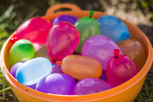 colorful water bombs in summer