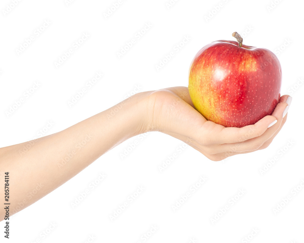 Apple in hand on white background isolation Apple in hand on white background isolation