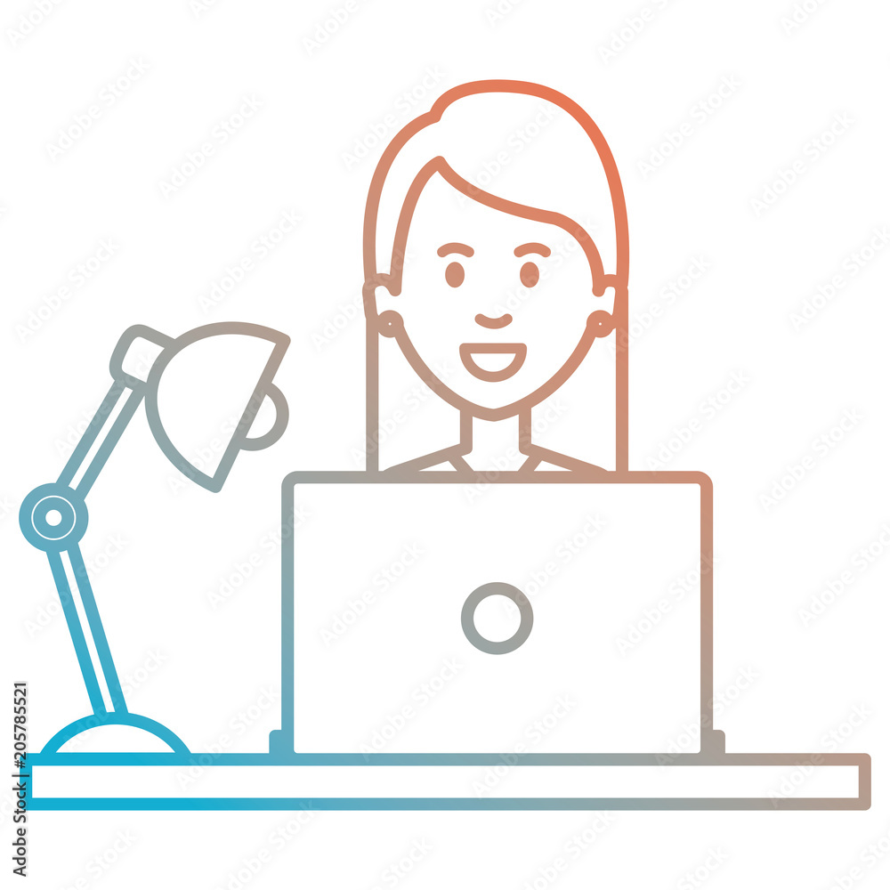beautiful woman with laptop and lamp vector illustration design beautiful woman with laptop and lamp vector illustration design