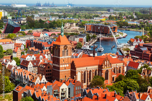 Gdańsk, Polska, widok z lotu ptaka gród starego miasta