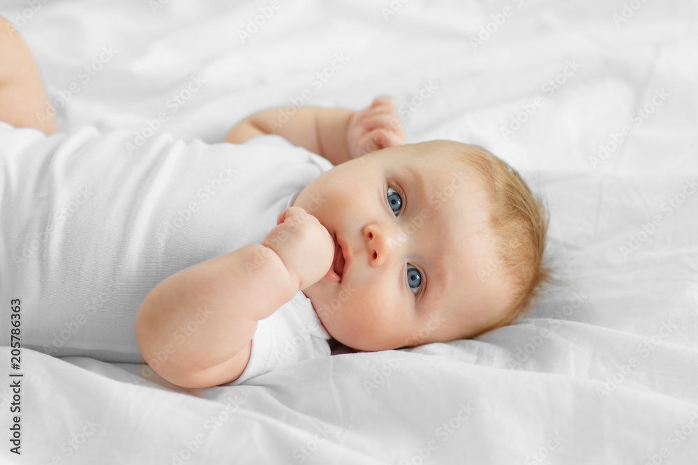 Portrait baby on the bed Portrait baby on the bed