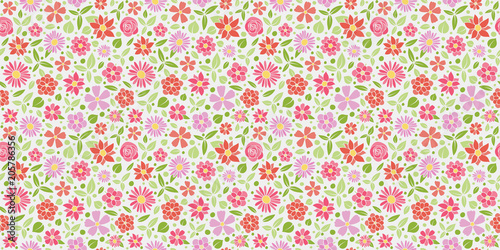 Texture with hand drawn flowers. Mother's Day, Woman's Day and Valentine's Day. Vector..