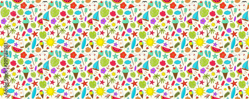 Colourful pattern with summer elements. Vector.