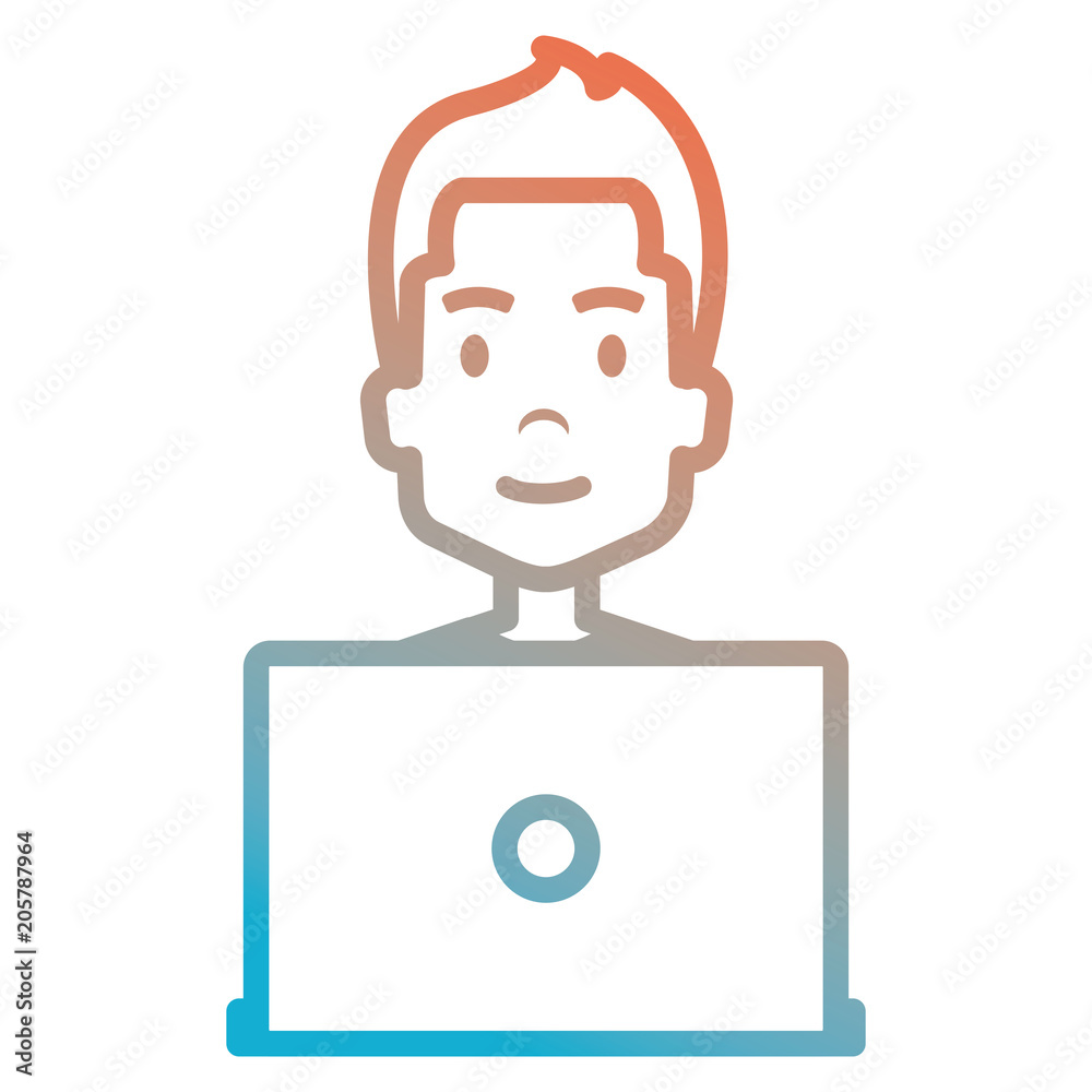 young man with laptop avatar character vector illustration design young man with laptop avatar character vector illustration design