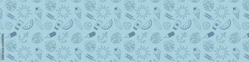 Banner with summer elements. Vector.