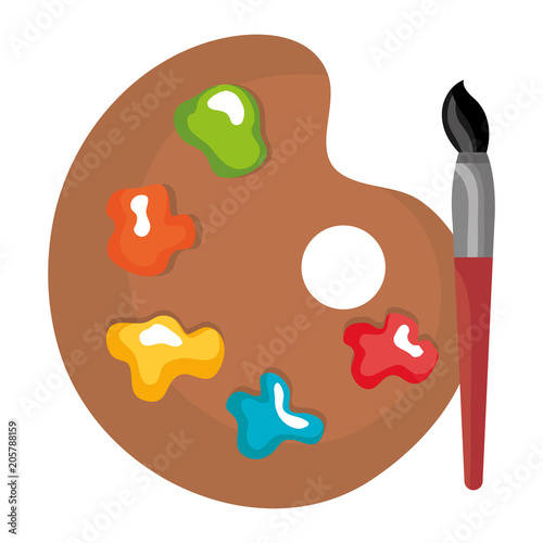 paint colors pallette with brush vector illustration design