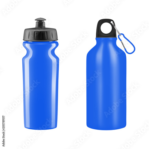 Sports water bottles on white background.Vector illustration.