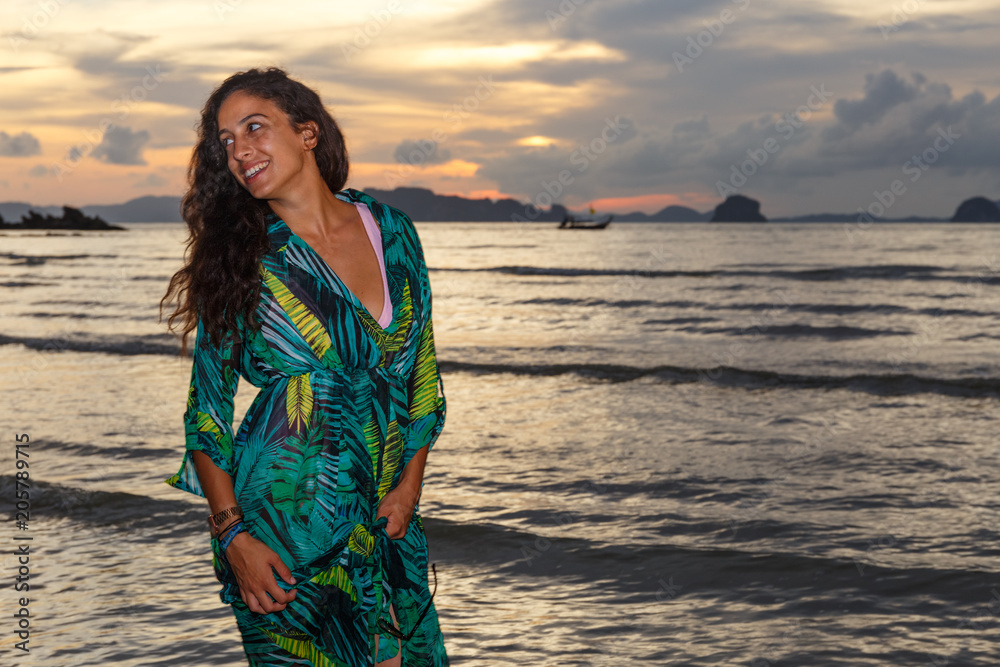 Young girl posses at Ao Nang Beach, Krabi, Thailand
