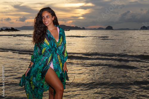 Young girl posses at Ao Nang Beach, Krabi, Thailand photo