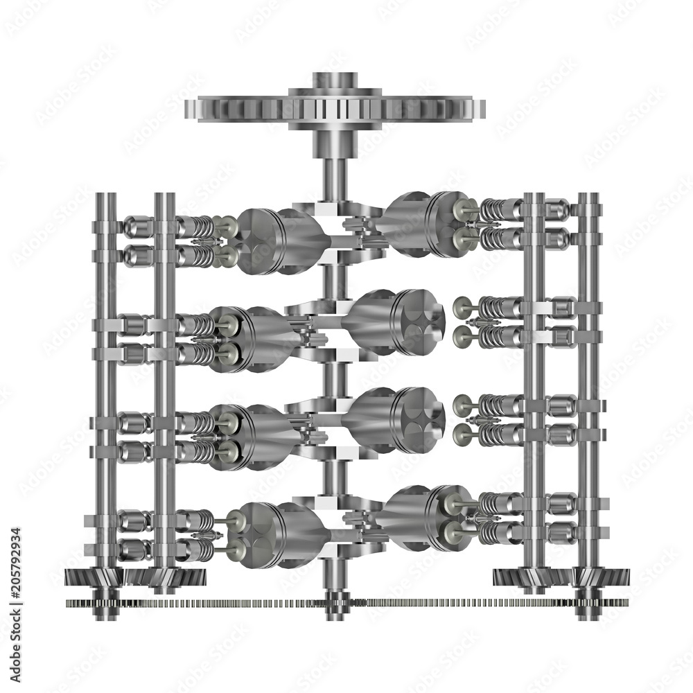 insides v8 engine isolated on white insides v8 engine isolated on white