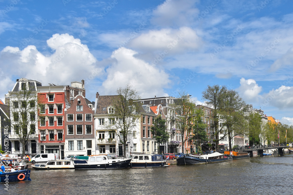 Amsterdam, Netherlands, Europe. picturesque houses in the city center.