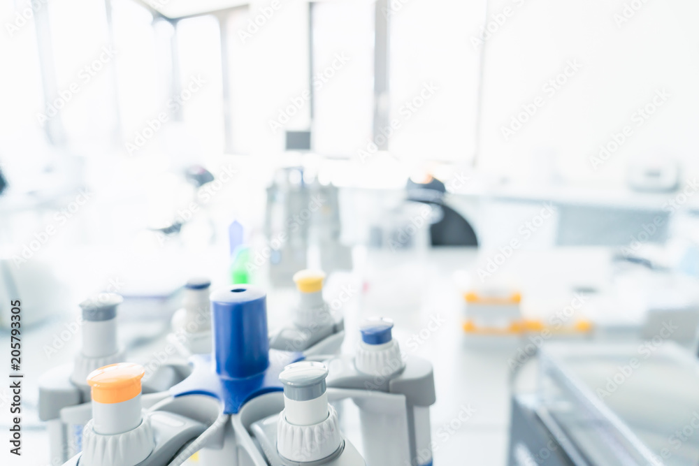 Laboratory interior out of focus. blur image of modern medical, 