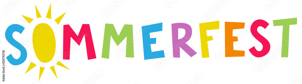 sommerfest-fr-hlich-bunte-buchstaben-mit-o-als-sonne-stock-vector