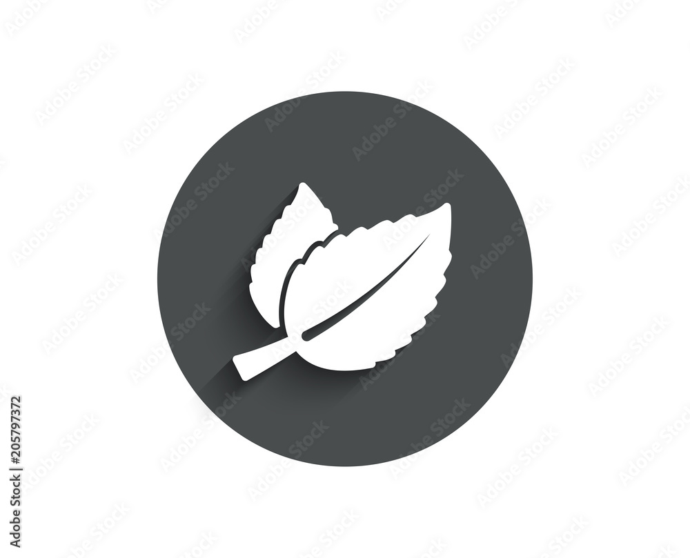 Mint leaves simple icon. Herbal leaf sign. Tea with Mentha symbol. Circle flat button with shadow. Vector Mint leaves simple icon. Herbal leaf sign. Tea with Mentha symbol. Circle flat button with shadow. Vector