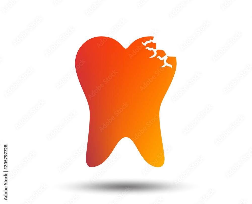 Broken tooth icon. Dental care sign symbol. Blurred gradient design element. Vivid graphic flat icon. Vector Broken tooth icon. Dental care sign symbol. Blurred gradient design element. Vivid graphic flat icon. Vector