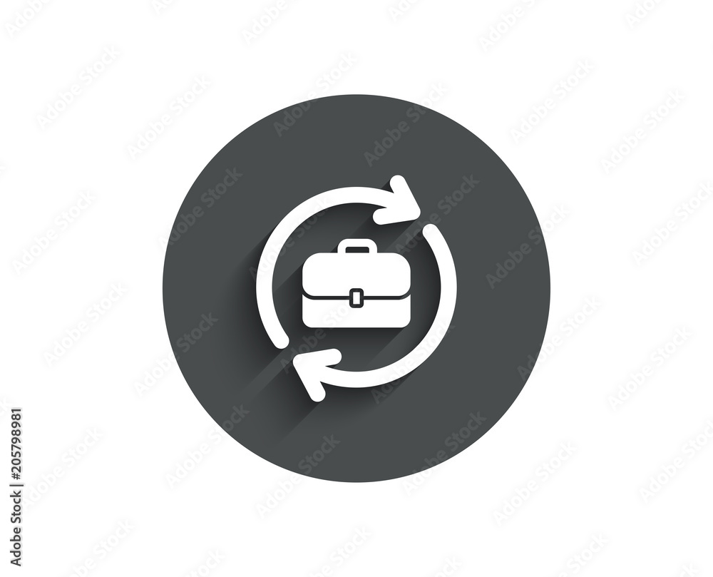 Business recruitment simple icon. Portfolio case or Job Interview sign. Circle flat button with shadow. Vector Business recruitment simple icon. Portfolio case or Job Interview sign. Circle flat button with shadow. Vector
