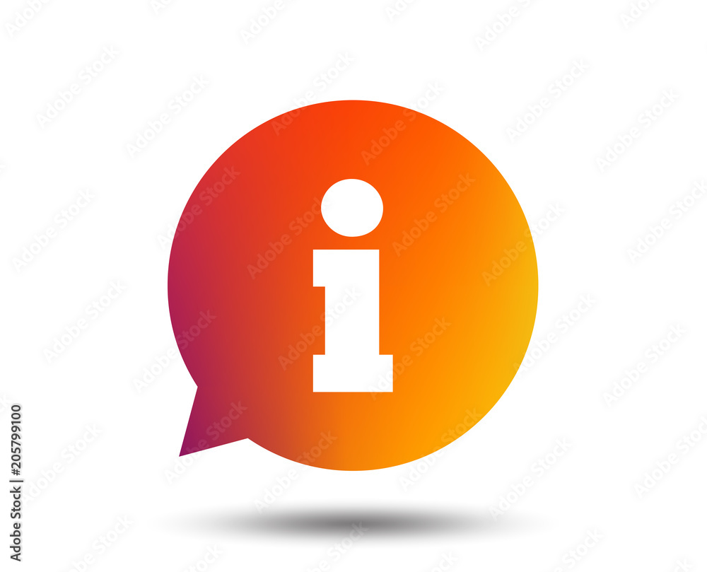Information sign icon. Info speech bubble symbol. Blurred gradient design element. Vivid graphic flat icon. Vector