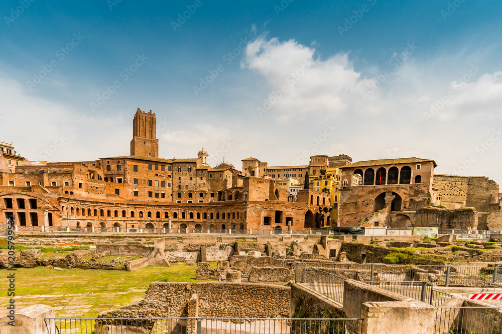 Trajan's Market in Via dei Fori Imperiali in Rome. Italy capital landmarks