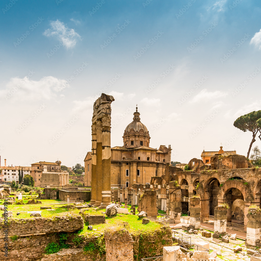 Roman Forum in Rome. Italy capital landmarks.