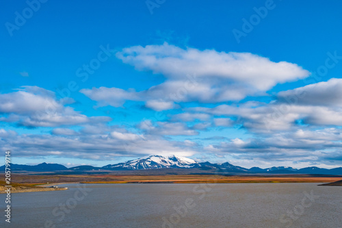 Panoramic view of beautiful colorful Icelandic landscape, Snaefells peak, Iceland photo