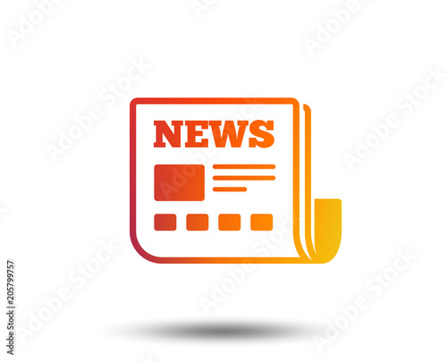 News icon. Newspaper sign. Mass media symbol. Blurred gradient design element. Vivid graphic flat icon. Vector