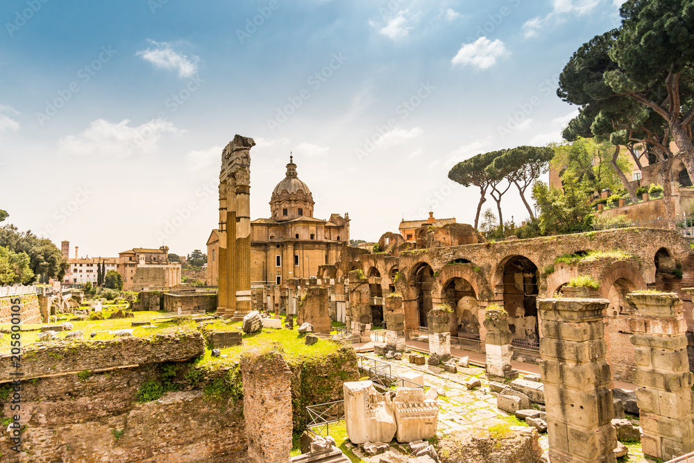 Roman Forum in Rome. Italy capital landmarks.