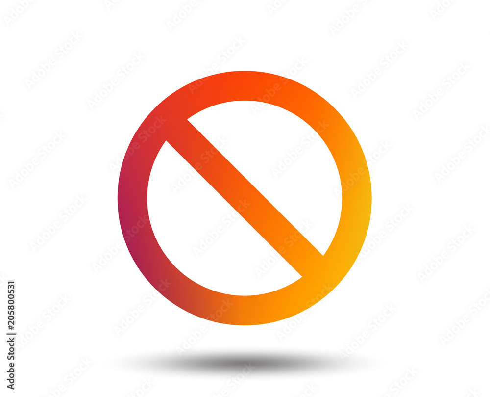 Stop sign icon. Prohibition symbol. No sign. Blurred gradient design element. Vivid graphic flat icon. Vector Stop sign icon. Prohibition symbol. No sign. Blurred gradient design element. Vivid graphic flat icon. Vector