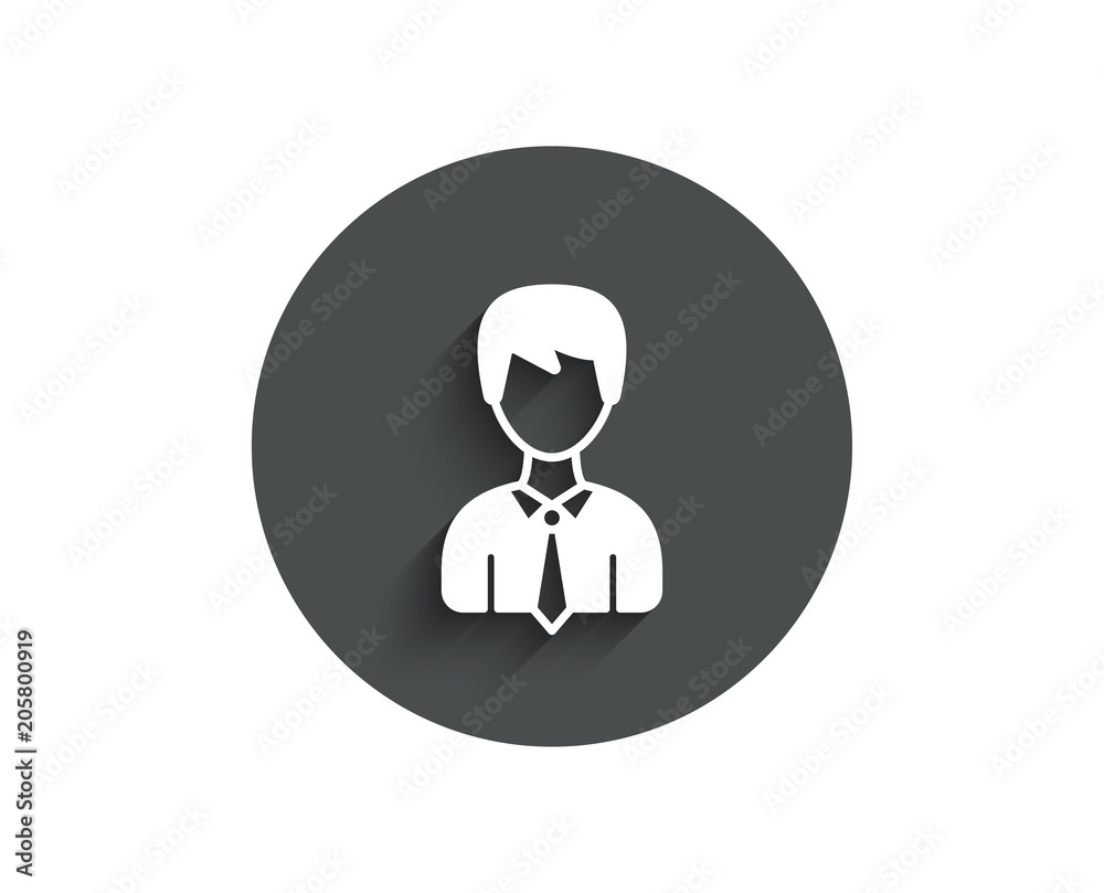 Male User simple icon. Profile Avatar sign. Businessman Person silhouette symbol. Circle flat button with shadow. Vector Male User simple icon. Profile Avatar sign. Businessman Person silhouette symbol. Circle flat button with shadow. Vector