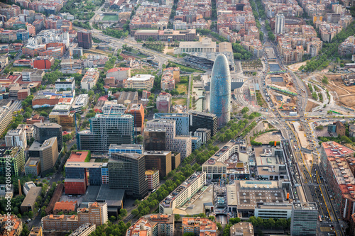 Photography Aerial Barcelona high angle view with skyscrapers, Spain