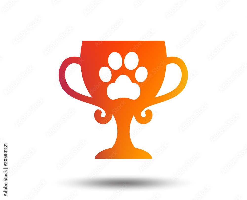 Winner pets cup sign icon. Trophy for pets. Blurred gradient design element. Vivid graphic flat icon. Vector Winner pets cup sign icon. Trophy for pets. Blurred gradient design element. Vivid graphic flat icon. Vector