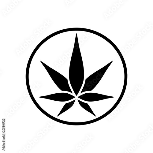 Cannabis silhouette logo. Hemp of emblem. Ganja symbol. Green manufacturing.