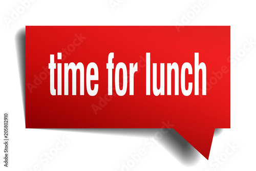 time for lunch red 3d speech bubble