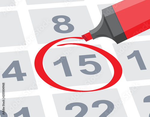 Save the date with red circle mark on calendar